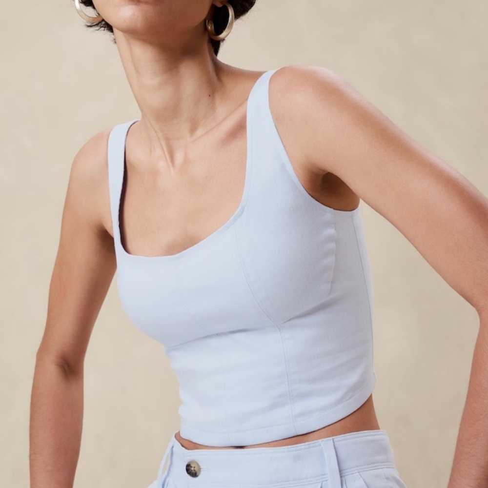 BANANA REPUBLIC LINEN-BLEND CROPPED BUSTIER